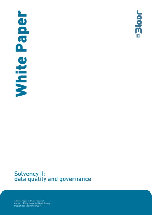 Cover for Solvency II: data quality and governance