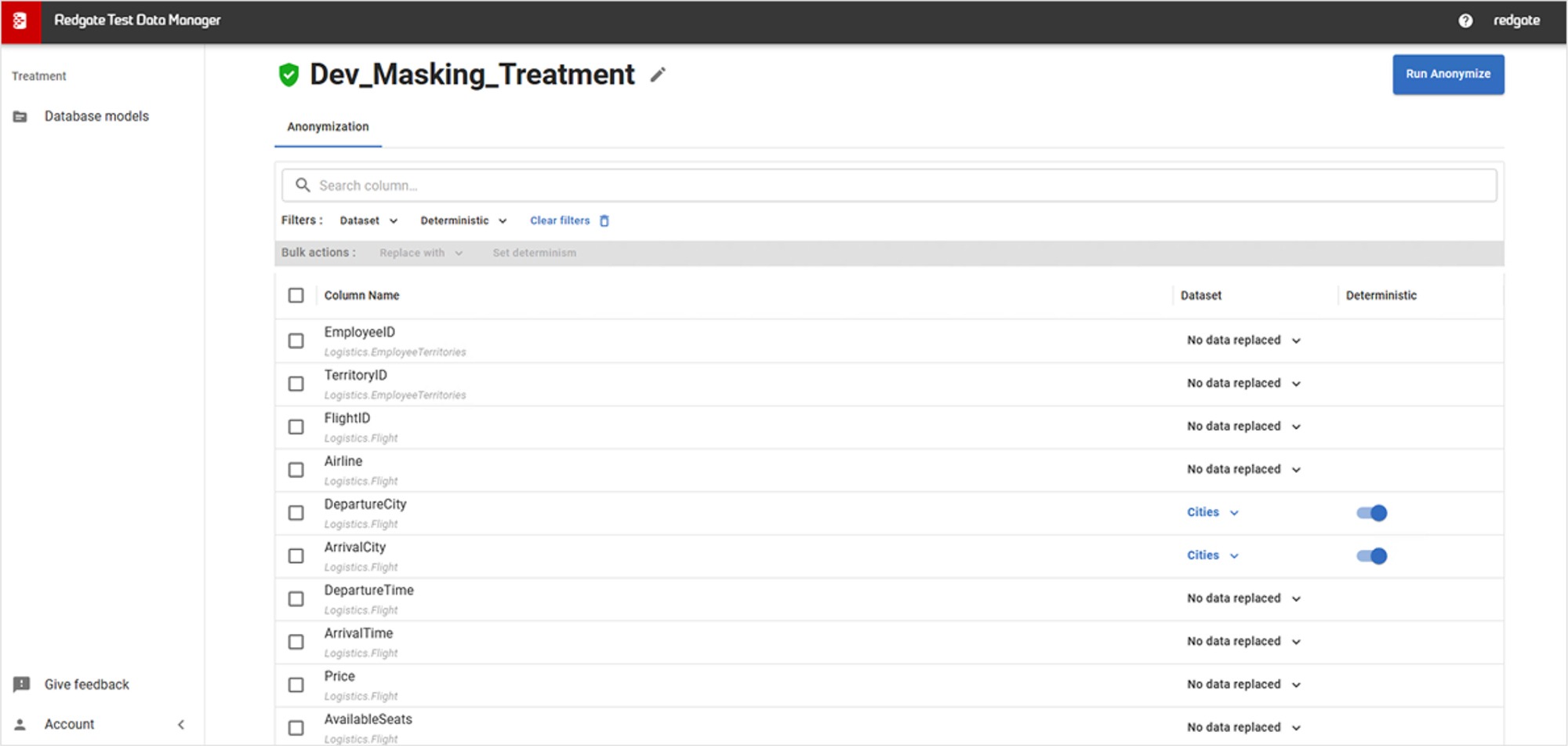 Figure 1 – Data Masking in Redgate Test Data Manager