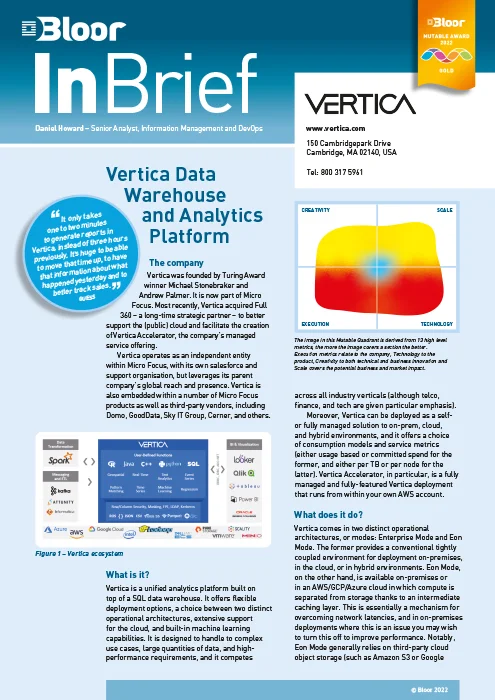 Vertica Data Warehouse and Analytics Platform (2022)