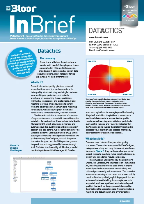Datactics (2021) - Bloor Research